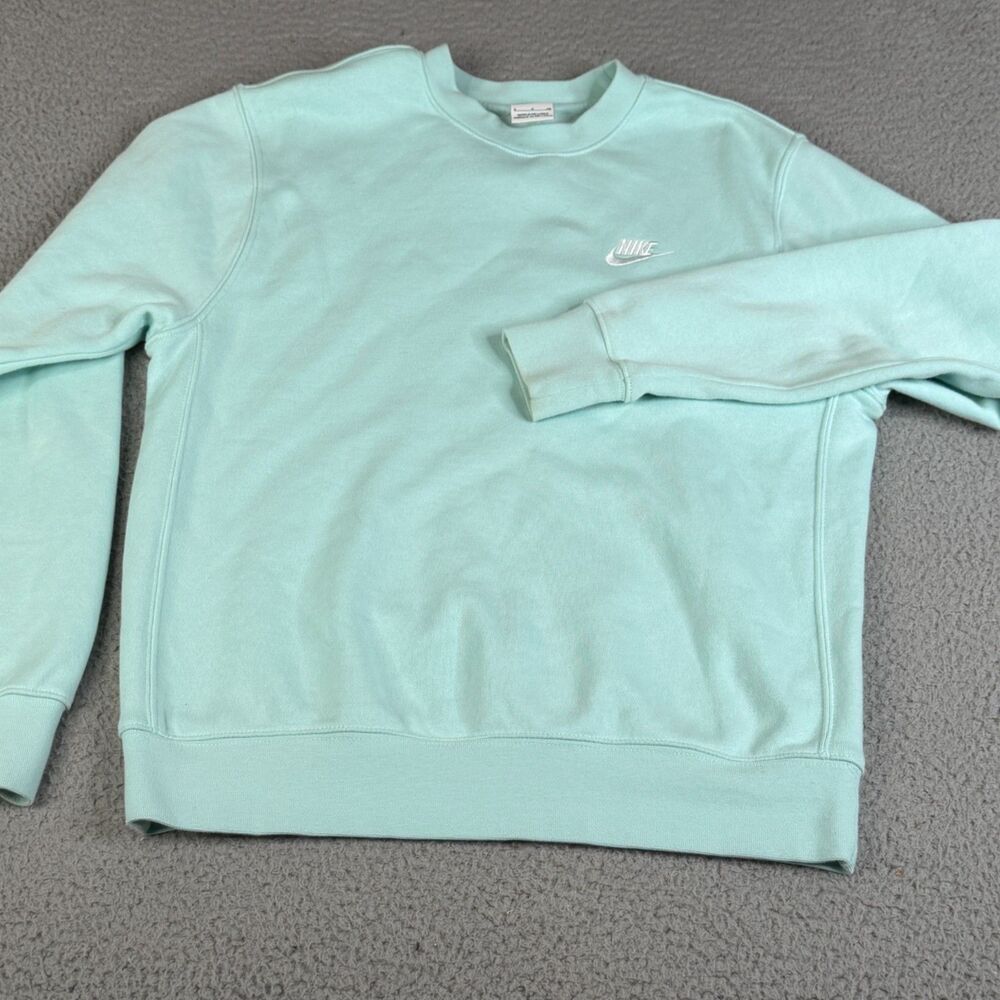 NIKE Club Fleece Sweatshirt Mens Small Seafoam Green Pullover Sweater BV2662-346